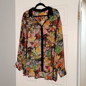 Sheer flowered dress shirt. 3x
